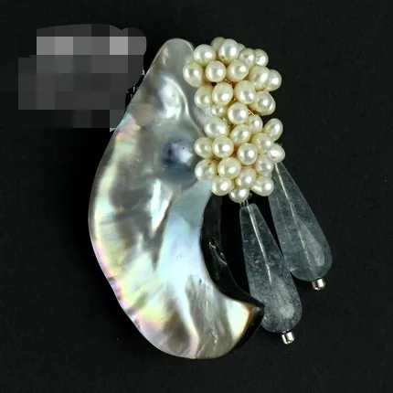 

Natural Mother Of Pearl Brooch Pendant Cluster Freshwater Pearl And Semi-precious Stone Free Shipping Women Jewelry