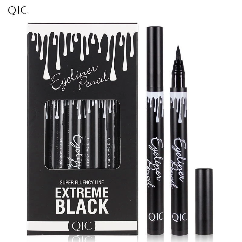 Brand QIC Waterproof Liquid Eyeliner Pencil Super Black Eye Liner Pen Woman Cosmetics MakeUp Eye Beauty Long Lasting
