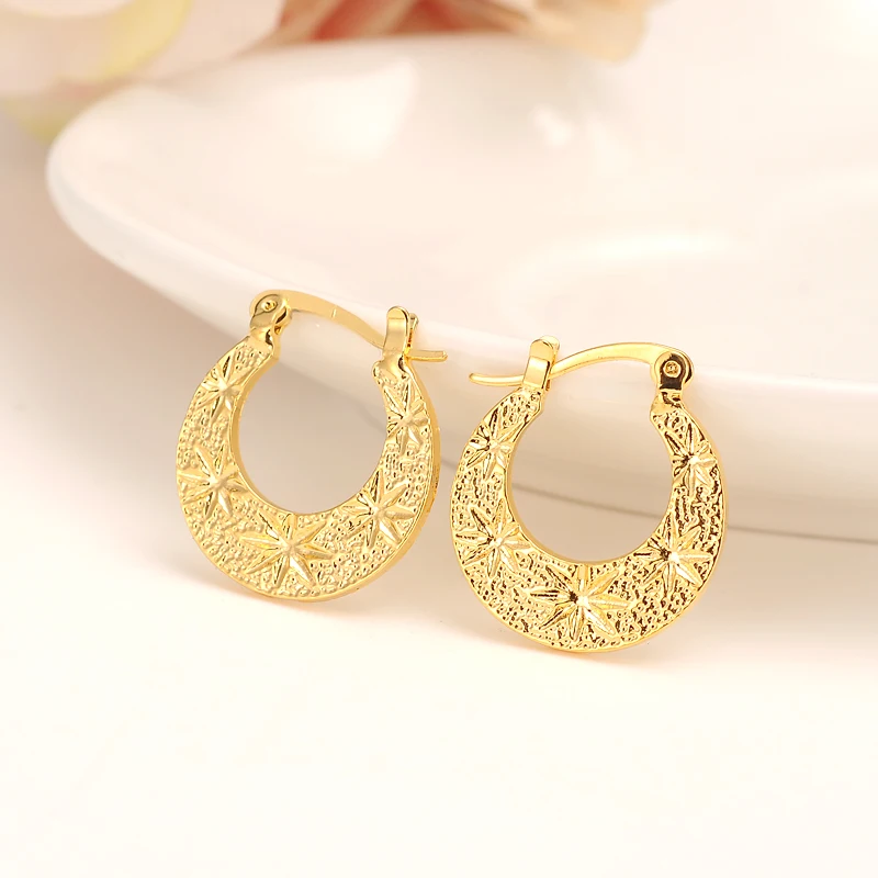 Cheap Golden Earrings Girls Dubai Gold Turkish Egyptian Algeria Indian Moroccan Saudi Gold Earrings