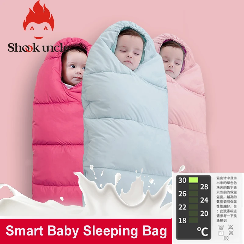 

envelope baby newborn sleeping bag winter stroller bed swaddle blanket wrap Intelligent temperature monitoring baby sleep sack