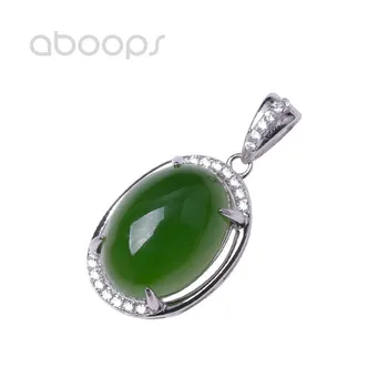 

Fashion 925 Sterling Silver Oval Green Stone Pendant for Women Girls Free Shipping