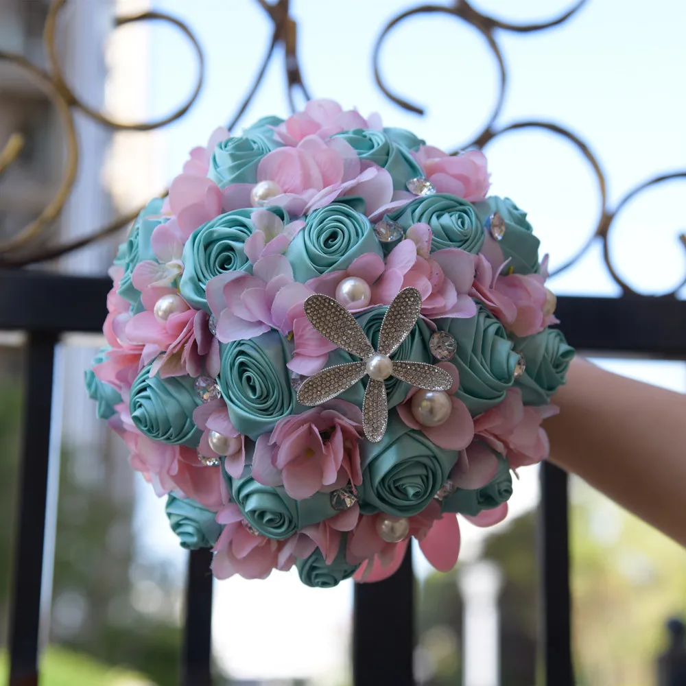 Eternal Angel hand ribbon flower Bridal bouquet wedding hold artifical