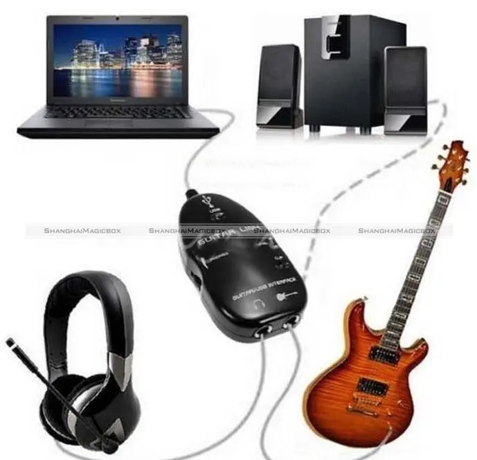 USB to Guitar Interface Link Audio Cable for PC/MAC