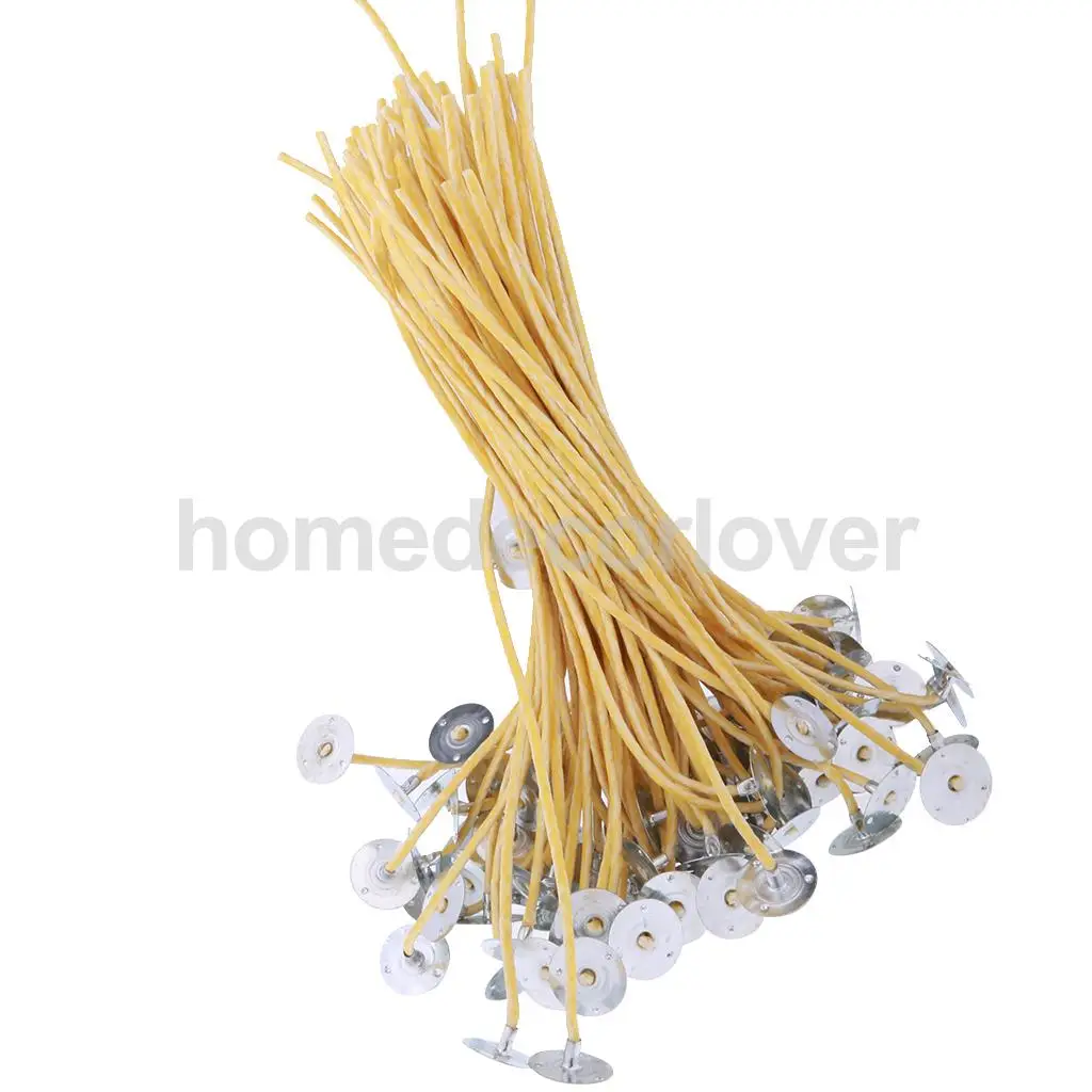 50/100pcs Beeswax Candle Wicks Pre Waxed with Sustainers for Candle Making Crafts 20cm 