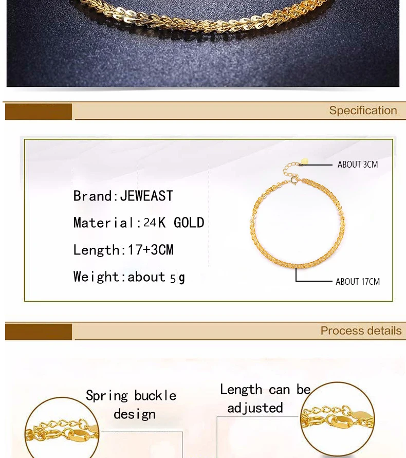 XXX BBB 24k золотой браслет чистый желтый подлинный AU999 браслет хорошее свадебное обручальное ювелирное изделие женские бусы цепочка Новинка Лидер продаж