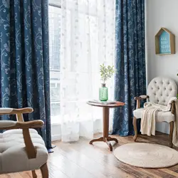 Простые китайские Slow Soul синие шторы цвета хаки для гостиной и тюля кухни листья французского окна Cortina спальни тени