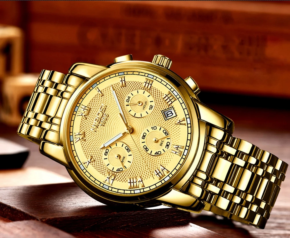 NIBOSI часы мужские спортивные кварцевые часы мужские s часы лучший бренд класса люкс полностью стальные водонепроницаемые золотые наручные часы подарок Relogio Masculino