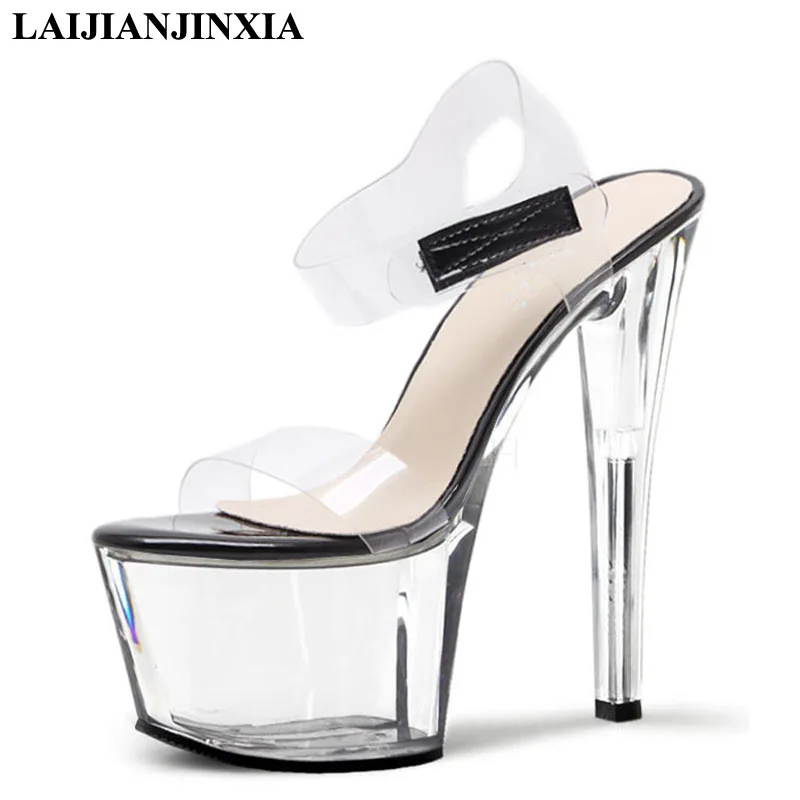 

LAIJIANJINXIA Sexy New Women Summer 17cm High Heels Night Club Wedding Party Queen Dress Pole Dance Sandals Dancing Shoes