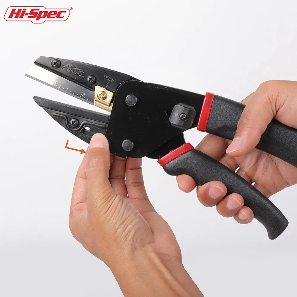 Hi-Spec Multi Functional Scissors Shears Cutter Titanium Coated Wire Cutter Cutting Tool Built-In Utility Knife with 3pc Blades Hi-Spec Multi Functional Scissors Shears Cutter Titanium Coated Wire Cutter Cutting Tool Built-In Utility Knife with 3pc Blades