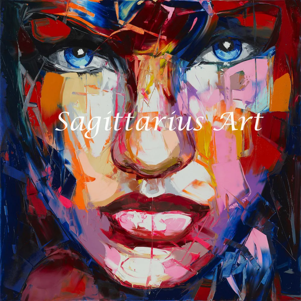 

Francoise Nielly Designers Hand Painted Untitled 526 Cool Face Palette knife Abstract Oil Painting Canvas Home Decor Fine Art