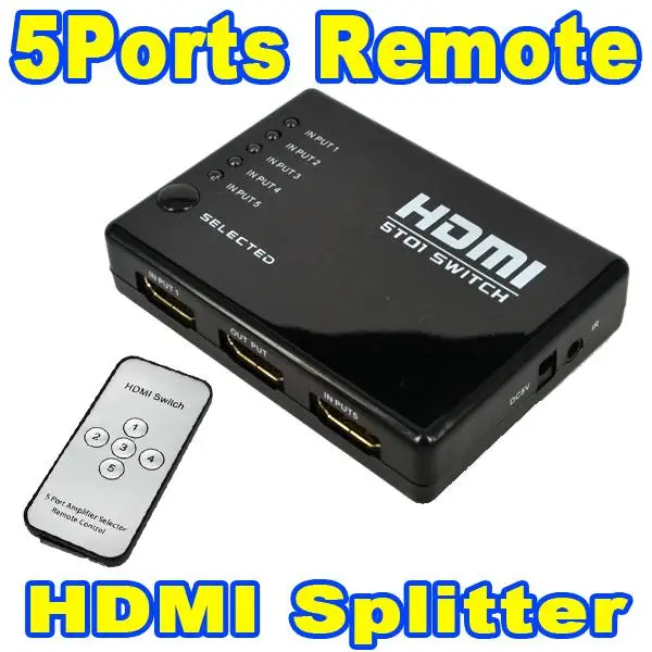 Newest 5 Port HDMI Splitter Switch Switcher Box Selector 1080P for Xbox