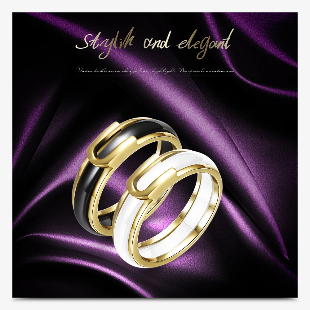 Ceramics Couples Ring fashion gold rings 02