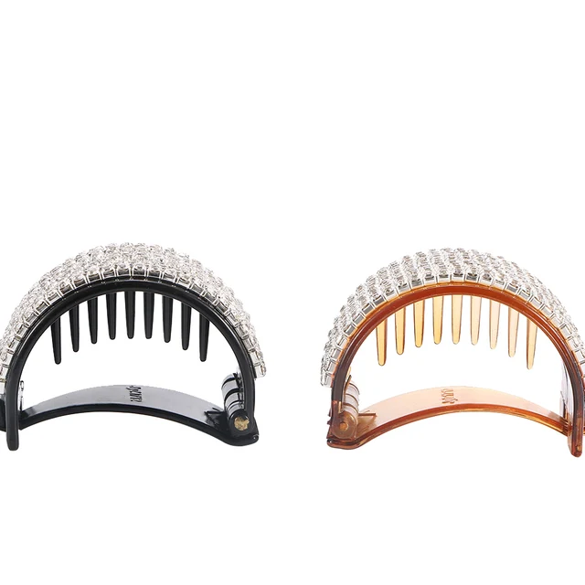 Women Round Hair Buckle Crystals Hair Claw Ponytail Barrette Long Thick Hair Clip Fashion Hair