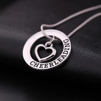 

EUEAVAN 15pcs Round Shape Pendant Necklace Cheer Leading Affirmation Engraved Heart Pattern Jewelry Gift For Women Girl