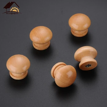 Myhomera 10Pcs Wooden Knob Drawer Pulls Cabinet Wardrobe Handle Round Knobs Kitchen Furniture Hardware Wholesale Lot 2421mm