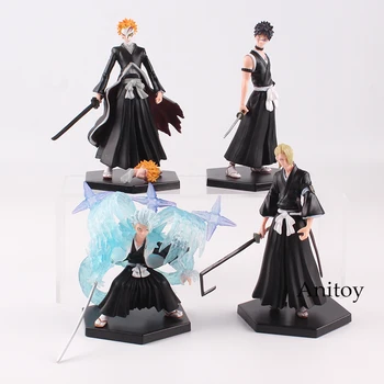

Bleach Kurosaki Ichigo Kuchiki Byakuya PVC Action Figure Model Colletible Toy Doll 4pcs/set 10~12.5cm