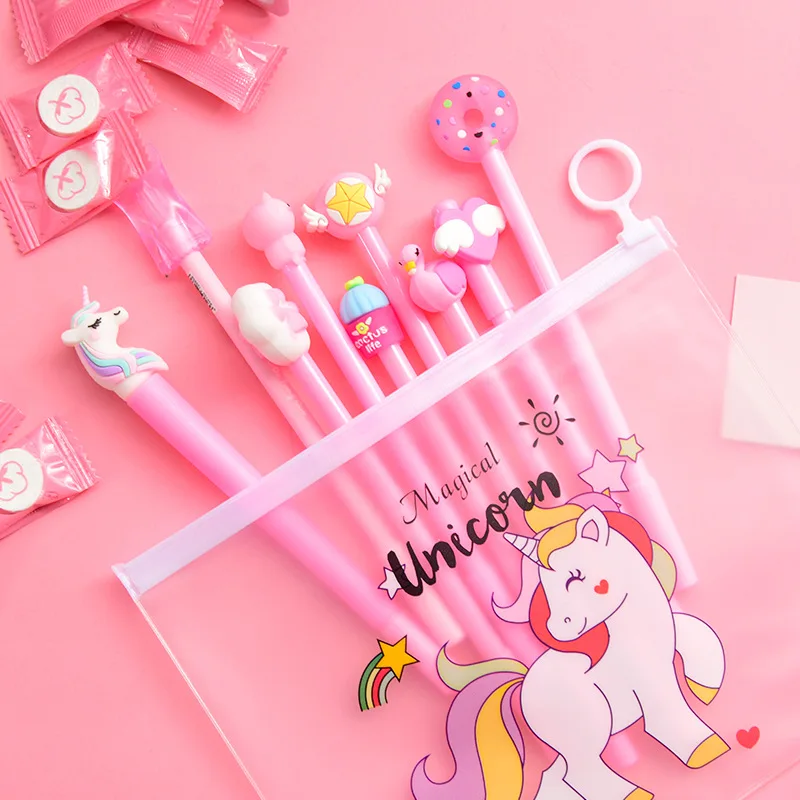 10 шт. гелевая ручка Caneta Kawaii Uniclorn милые ручки для школы Lapices Tinta Stylo Licorne корейский Boligrafo Unicornio дропшиппинг