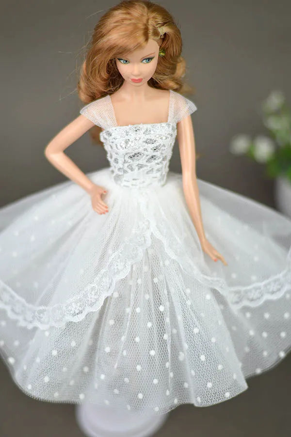 Чисто белые платья для кукол одежда элегантное дамское вечернее платье для куклы Барби для 1/6 BJD Кукольный дом подарок аксессуары для кукол