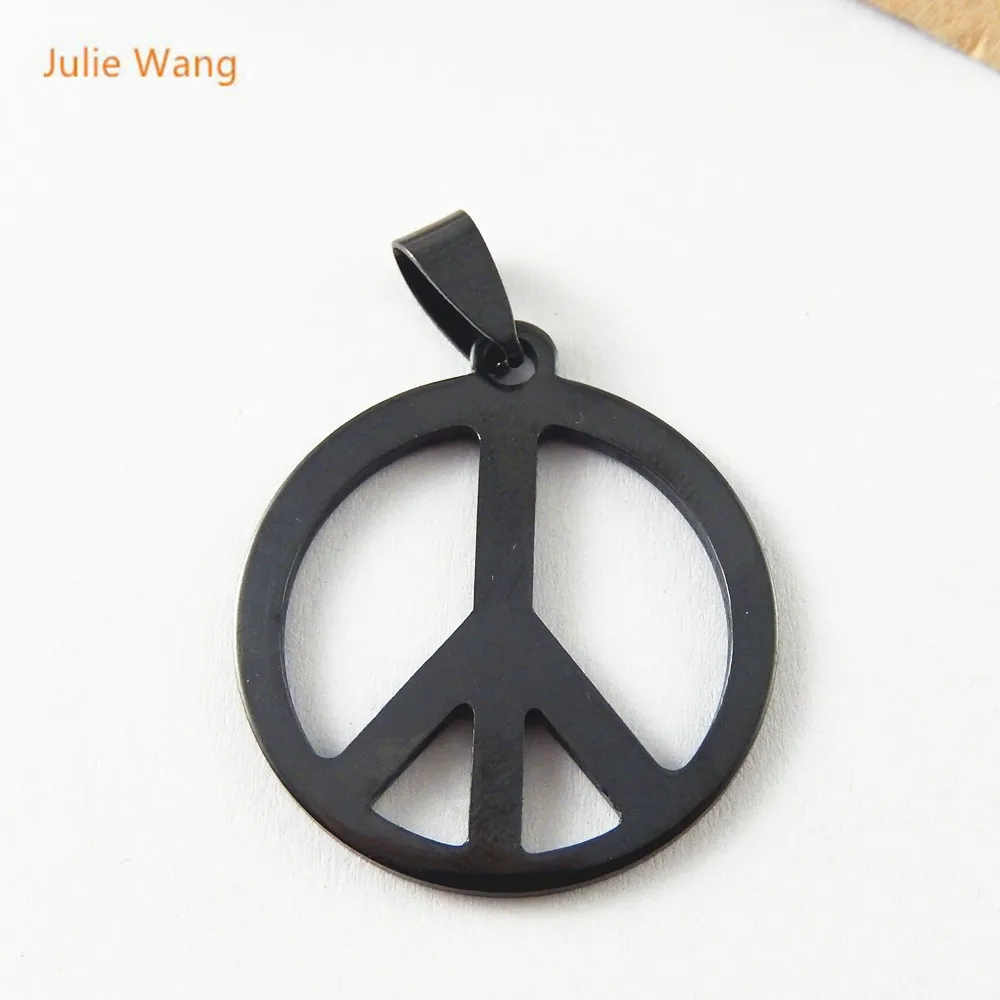 

Julie Wang 1PCS Gun Black "peace sign" Stainless Steel Pendants Charms Jewelry Earring Necklace Handcrafts Finding51473