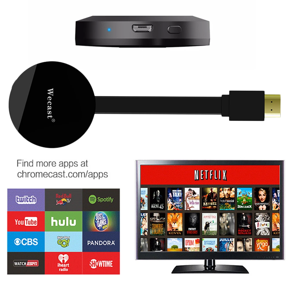 WECAST tv Stick для Netflix Youtube зеркальное отображение 1080P HDMI wifi Miracast Airplay DLNA tv Dongle для Android/Mac/iOS/Windows