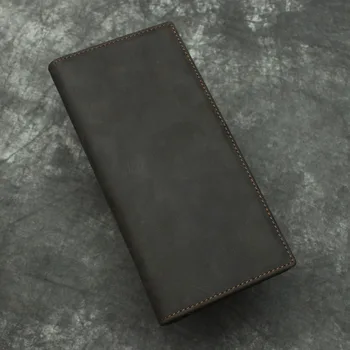 

2019 FREE SHIPPING Men's Genuine leather long wallet multi-card holder Slim Purse for men Gift crazy horse cowhide purse