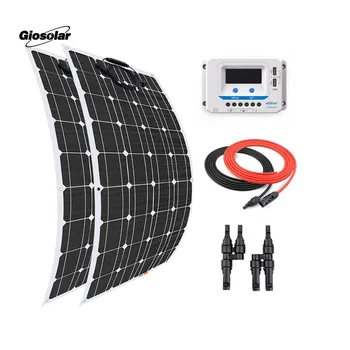 

2*100W Flexible Solar Panels Kit Monocrystalline Panel with 20A LCD EP Solar Charge Controller for RV Solar Charging Off-Grid