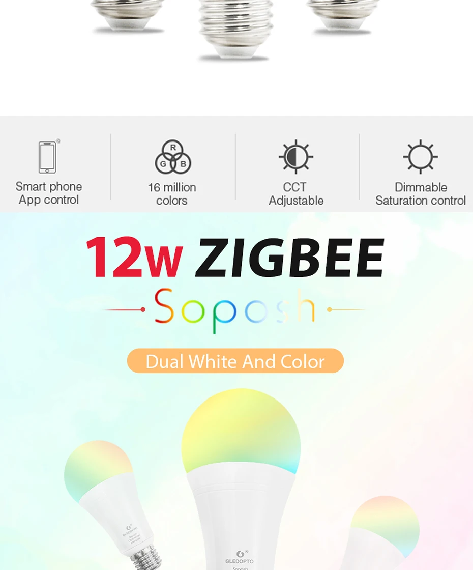 ZIGBEE 3,0 ZLL светодиодный 6 Вт 12 Вт RGB+ CCT лампа AC100-240V rgb и двойной белый e27 диммер Светодиодный светильник с регулируемой яркостью RGBW/RGBWW работа alexa