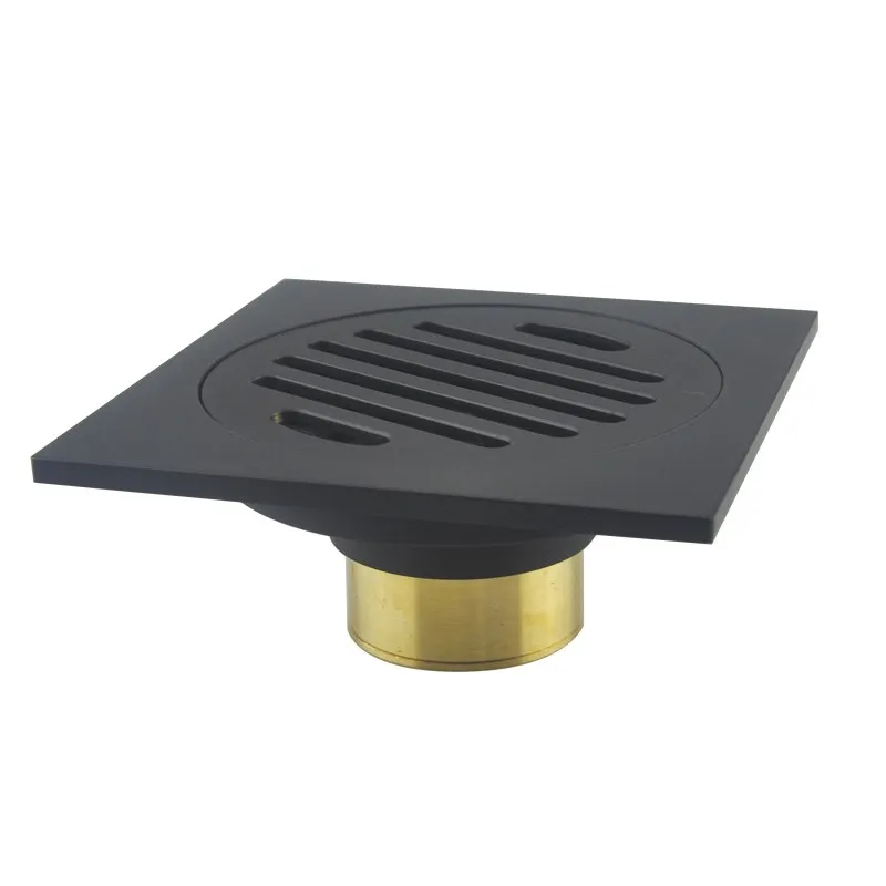 New Arrival Brass Matte Black 100*100mm Square Style Floor Drainer