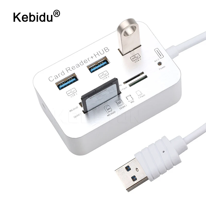 

kebidu USB Hub 3.0 Combo 3 Ports Card Reader High Speed USB Splitter All In One USB 3.0 Hub For PC Computer Notebook Accessories