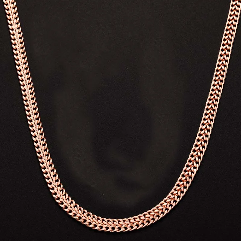 

10 Style 50cm 60cm Men Women Necklace 585 Rose Gold Color ChainJewelry