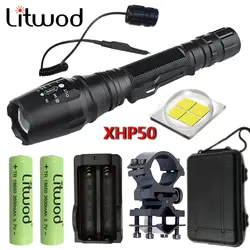 Litwod Z20V5 CREE XHP50 тактический светодиодный фонарик 8000лм Масштабируемая мощность 2x18650 аккумулятор мощный яркий фонарик для охоты