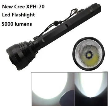 

New 5000 Lumens 1XCree XPH70 Led Tactical Flashlight Torch Drive By 18650 Battery 5 Mode For Outdoor Working Camping Hunting