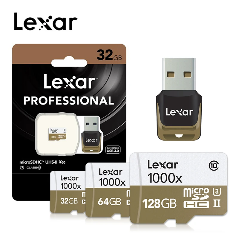 Купить Lexar 150 МБ с. с. 1000x Micro SD 32 Гб Class 10 64 micro SDXC 128 tf Card Reader UHS для Drone спортивная видеокамера