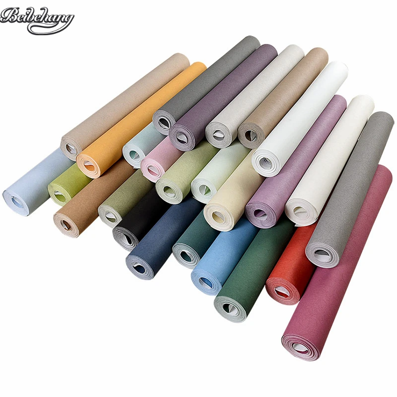 

beibehang Environmental non - woven long - fiber pure plain simple modern wallpaper bedroom TV background home decoration