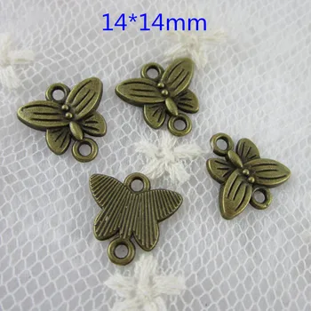 

100 pcs/lot Butterfly Connectors Antique Bronze Jewelry Finding Alloy Butterfly DIY Jewelry Accessories 14*14mm