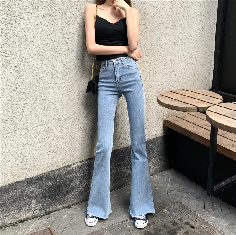 

Flare Jeans Woman Denim Trousers Vintage Women Clothes 2019 Spring summer High Waist Stretchy Skinny Jeans Pants