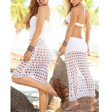Бикини Сексуальная обернутая Грудь Полые трикотажные сетчатая Блузка Белый бикини купальник Солнцезащитная пляжная юбка Бразильское бикини хаки