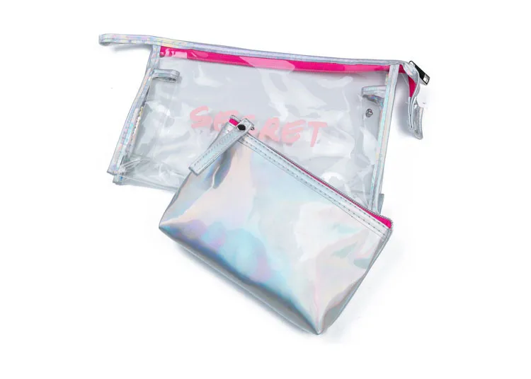 2 предмета/партия макияж сумки женские Водонепроницаемый Портативный косметичка Для женщин Письмо Дизайн составляют мешок прозрачная