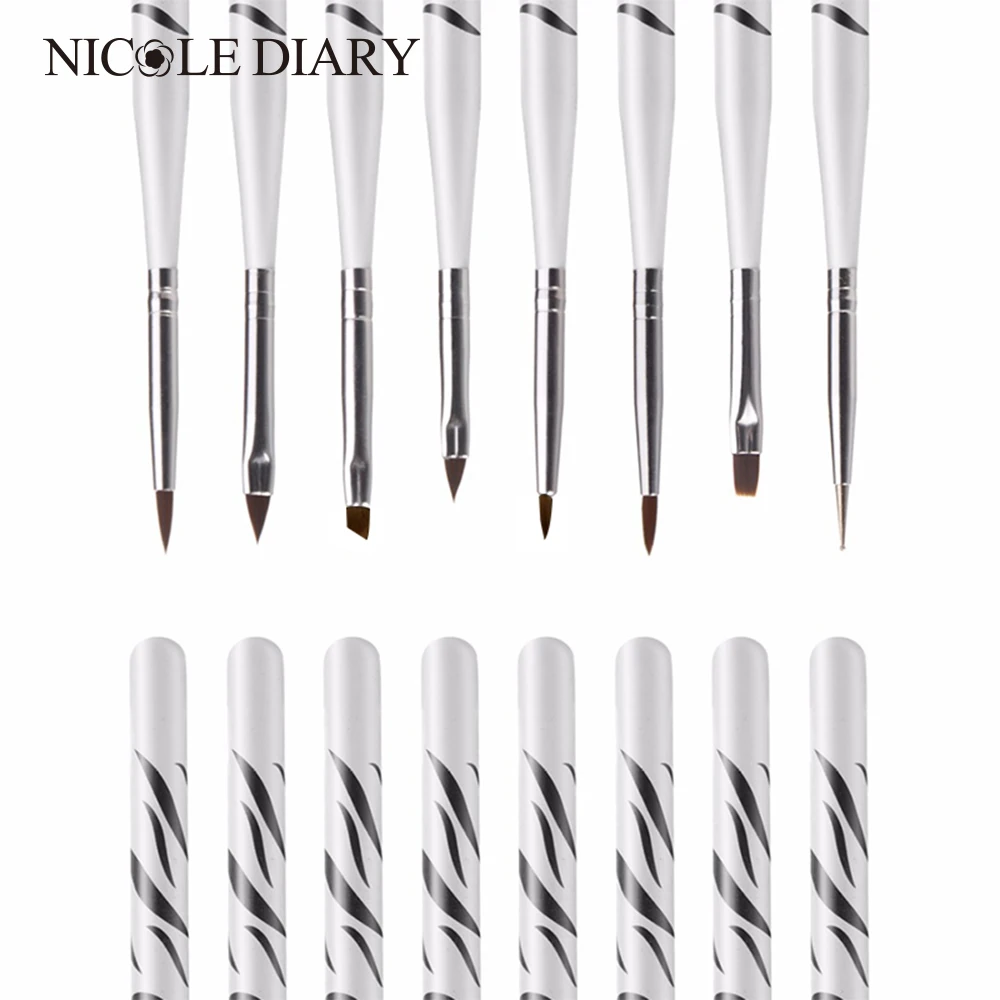 

8 Pcs Nail Brushes Set Professional Wooden Handle Manicure Design Multifunctional UV Gel Pen Brush Nail Art Tool
