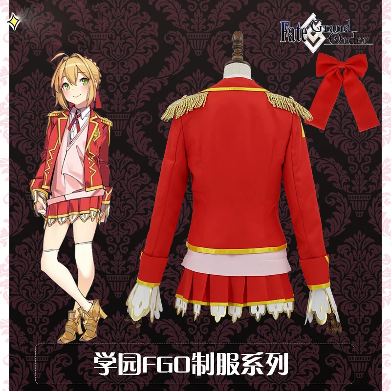 Fate Grand Order Saber Nero красная униформа для косплея