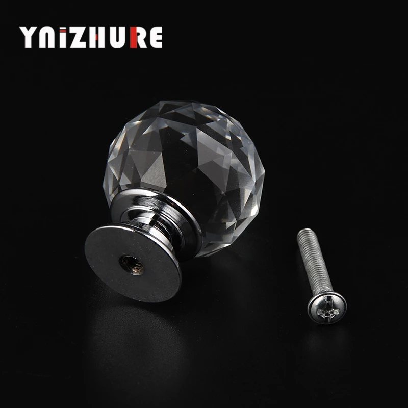Ynizhure 30 ملليمتر جودة الكريستال الكرة تصميم واضح كريستال زجاج دولاب درج سحب المطبخ خزانة خزانة مقابض hardwa