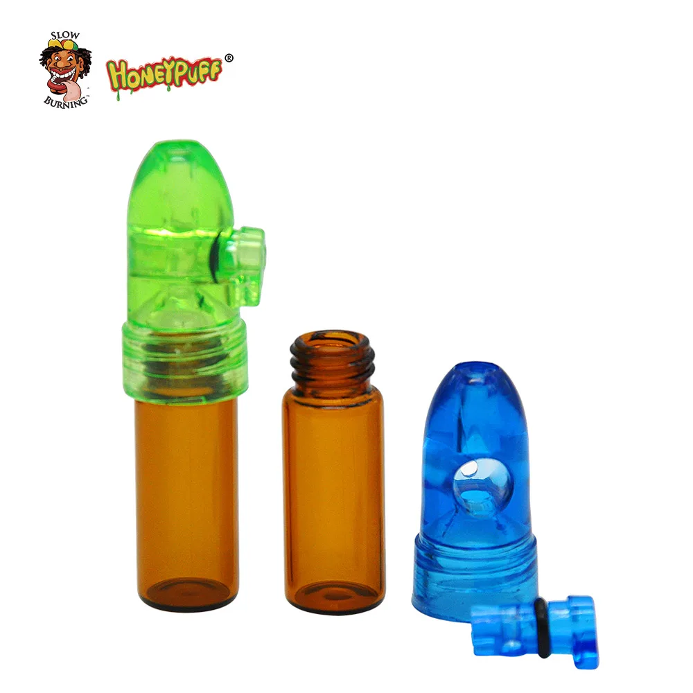 HONEYPUFF 1 шт стеклянная бутылка 53 мм/67 мм/82 мм Snuff диспенсер пуля ракета Snorter Sniffer цвет