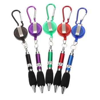 

Hot sale Retractable Reel Ball Pen with Belt Clip and Snap Hook 10pcs (Random Color)