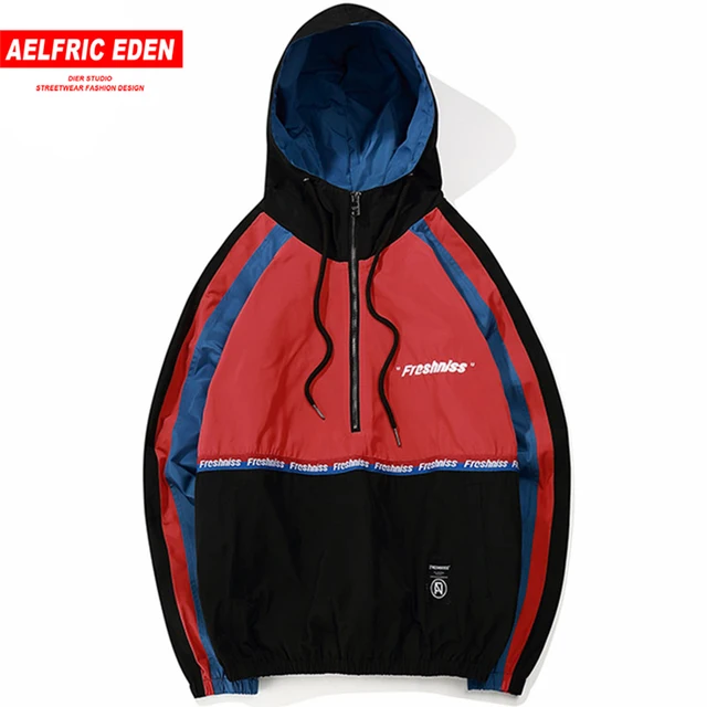 Cheap Aelfric Eden Men Thin Hoodies Sweatshirts Side Striped Hooded Jacket Tracksuit High Street Coats Hip Hop Windproof Outwear Fs624