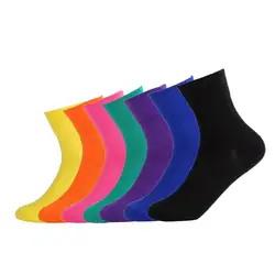 7 пар осень-зима Новый Носок Чулочно-носочные изделия Для женщин модные однотонные хлопчатобумажные забавные носки женские Карамельный