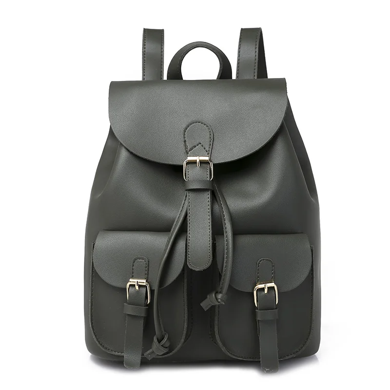 Винтажный женский кожаный рюкзак, женская школьная сумка с кулиской, черный рюкзак, брендовые сумки на плечо для девочек-подростков, рюкзаки XA27H - Цвет: Green