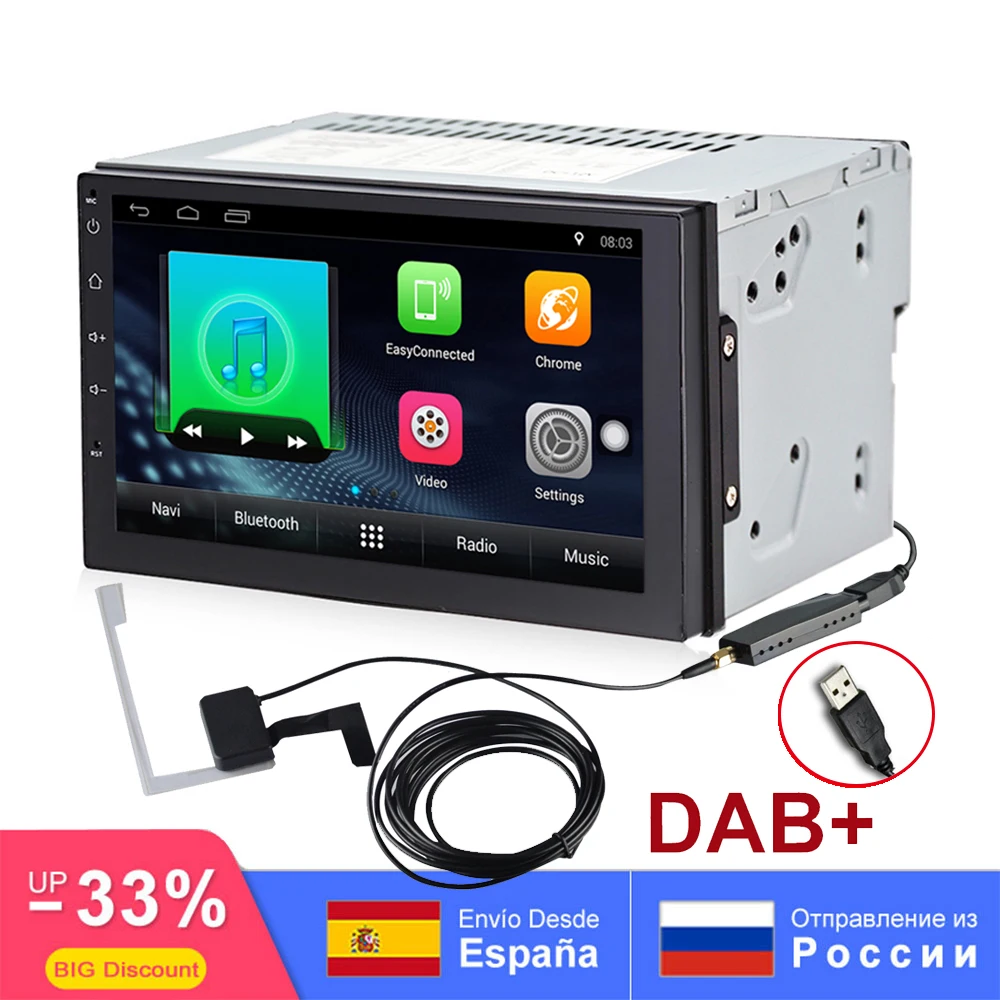 

NEW 2Din Android 7.1 Head Unit Car Multimedia Player GPS Navigation Auto Radio FM/AM Mirror Link Bluetooth SWC universal mic DAB