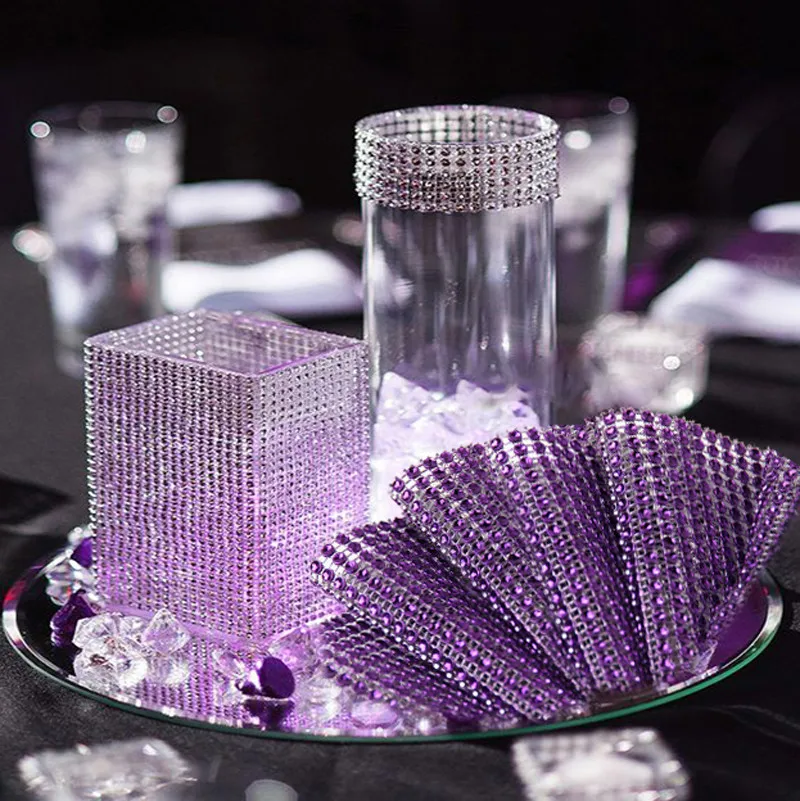 

12*90cm Mesh Trim Bling Diamond Wrap Cake Roll Tulle Crystal Ribbons Party Wedding Decoration Tulle Curtains Crafts Vase 8ZHH194
