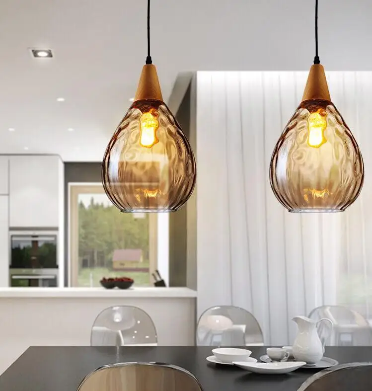 Vidro do Vintage Conduziu a Lâmpada Pingente de Jantar Luzes da Sala Luminárias para Casa Iwhd Nordic Estar Bola Vidro Pendurado Iluminação Interior 10 Luzes de pendentes