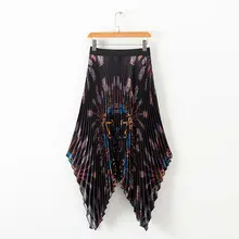 Q105 Новое поступление Модная женская ассиметричная дизайнерская винтажная юбка с принтом Женская Ретро шикарная юбка saias